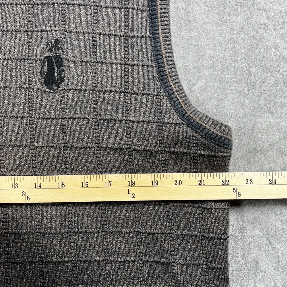 VTG Cypress Links Golf Wear Mens Large Gray Textured Grid Cotton Sweater Vest‎